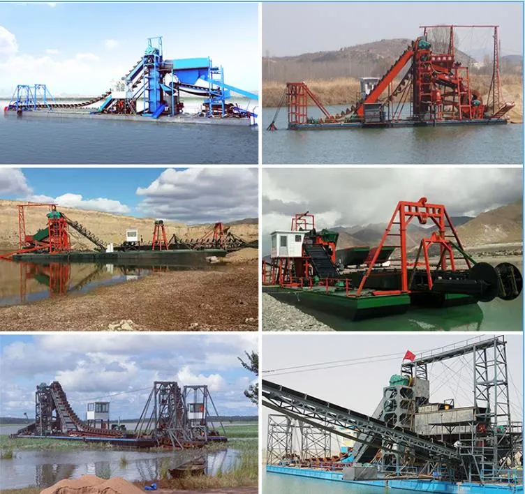 High Efficiency Chain Bucket Gold Dredger for River Gold and Diamond