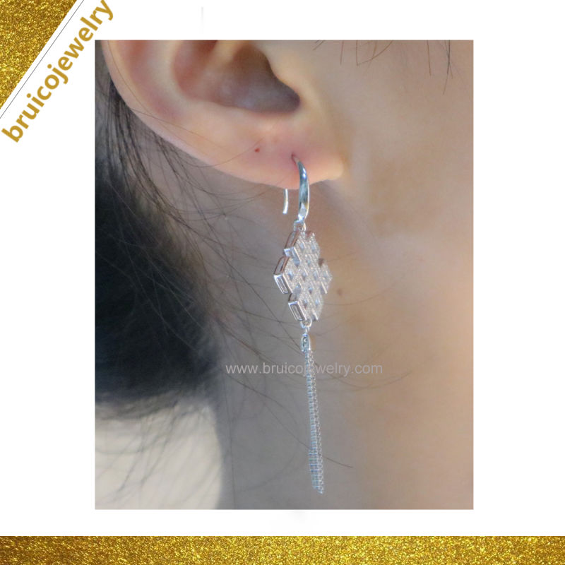 Hot Fashion Gold Rhodium Plating Jewelry Women Earring Special Crystal CZ Earring
