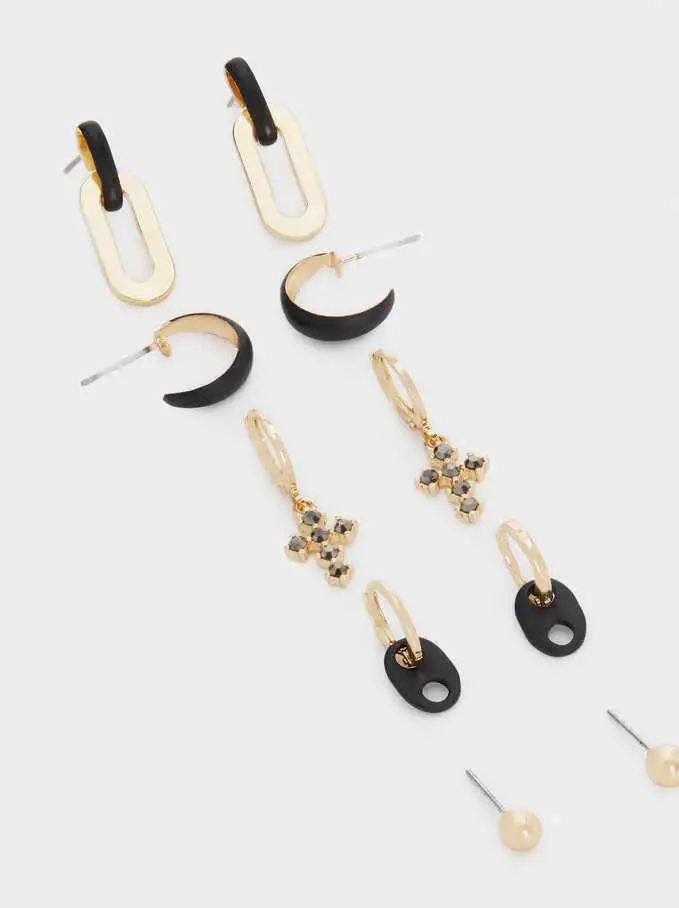 Simple Fashion Crystal Metal Earring Set Jewelry
