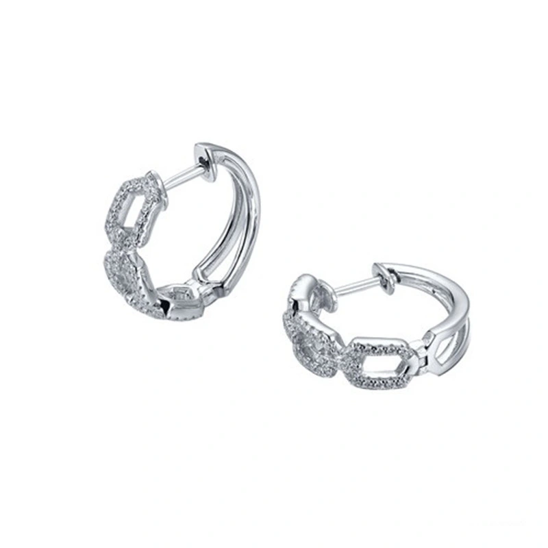 925 Silver and Brass Wholesale Elegant blue and White CZ Hoop Earrings for Girls