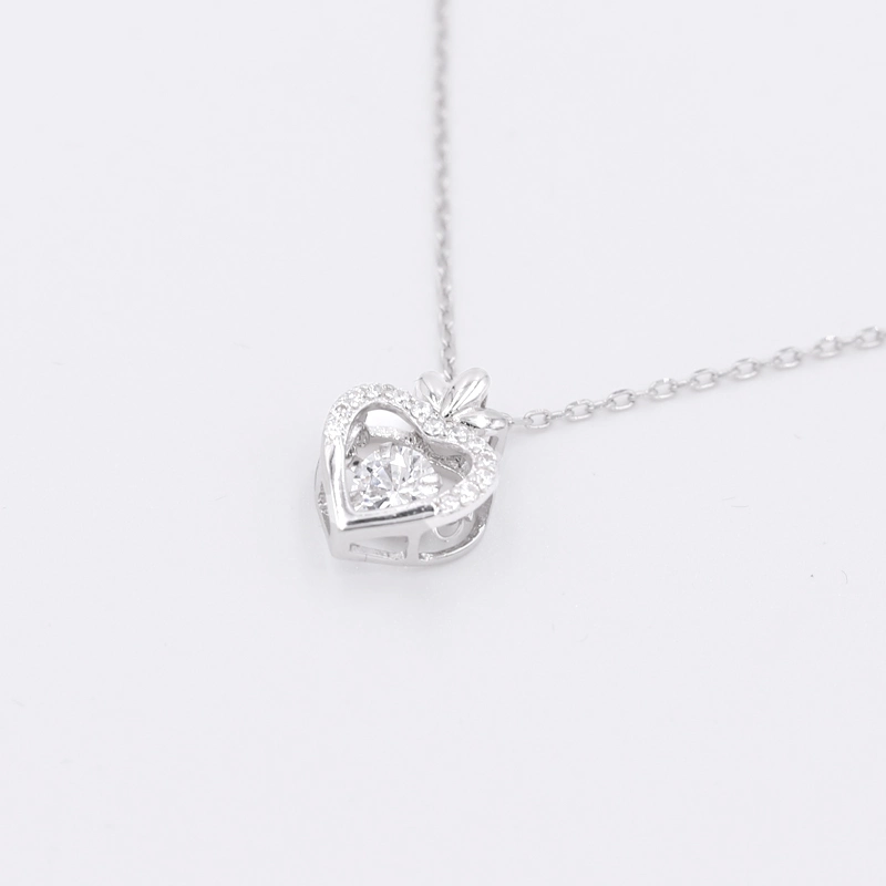 Fashion Women Necklace 925 Sterling Silver Jewelry Love Heart Crown Pendant Necklace