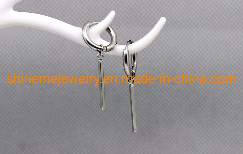 One-Word Stick Circle Stainless Steel Earrings Titanium Steel Simple Earrings Er1920