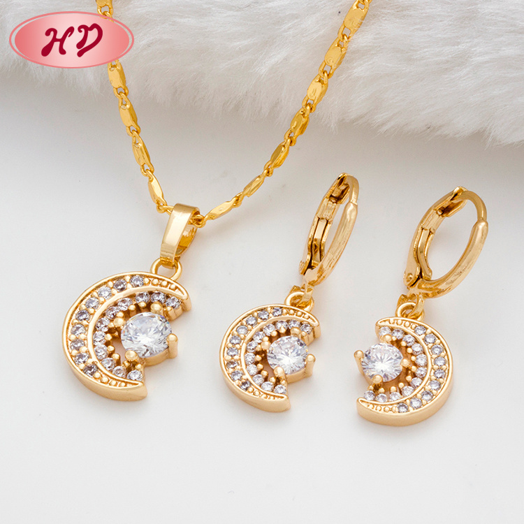 Hengdian Dubai Jewellery Colorful Gold Plated Zircon Jewelry Set