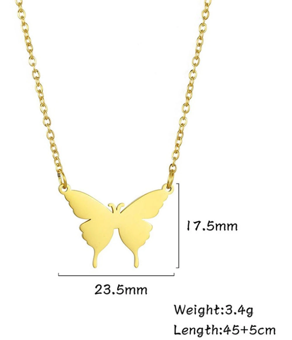 Faith Love Hope Inspirational Blank DIY Engraving Message Stainless Steel Butterfly Necklaces for Women Girls
