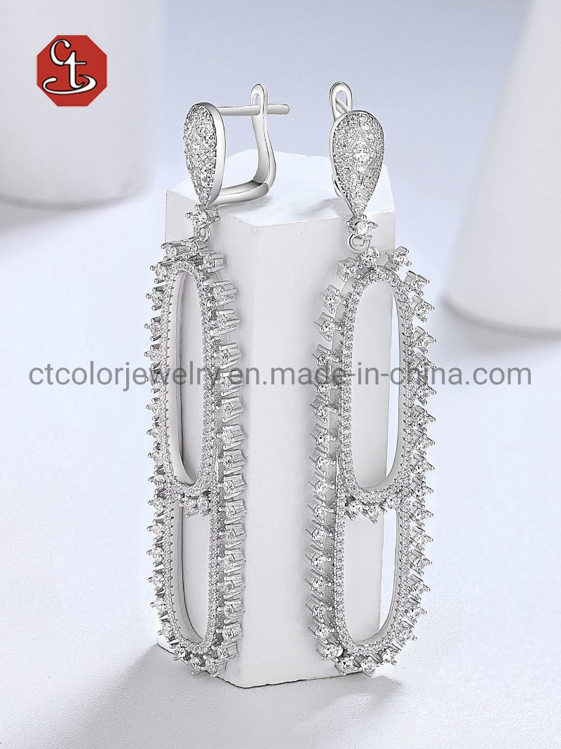 Fashion Women Customized Jewelry 925 Silver Zircon Crystal Pearl Earrings