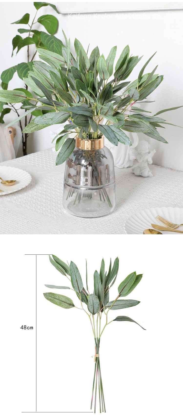 Plastic Faux Leaves Wedding Decorative Green Artificial Eucalptus Leaves for Sale