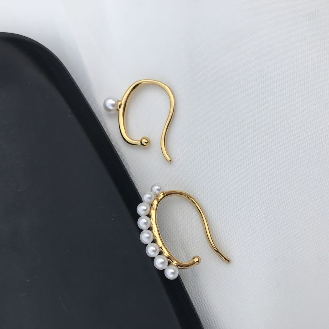 Fashionable Temperament Design Pearl Auricle Hoop Earrings Cochlear Clip Ear Clip