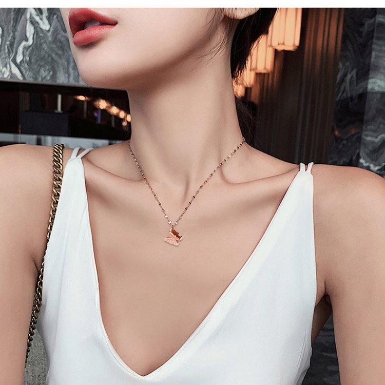 Trendy Gold Plated Dainty Women Butterfly Necklace