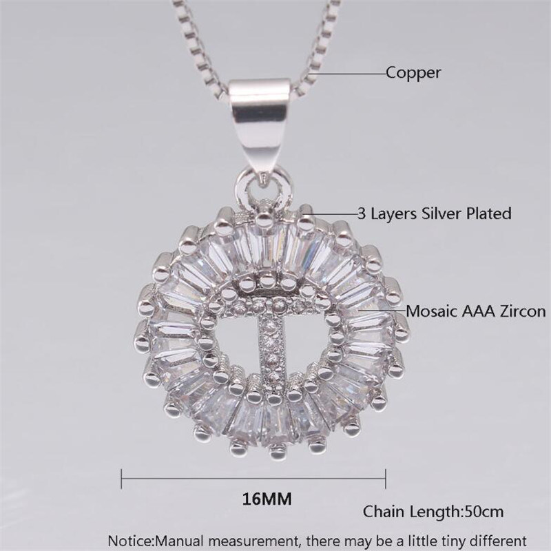 Rhinestone Crystal Alphabet Jewelry Initial Letter Pendant Chain Necklace for Women Girls