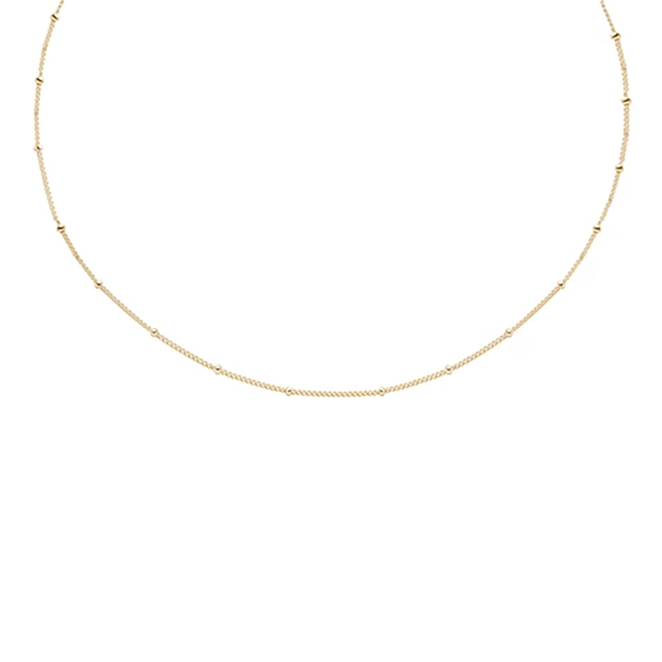 Simple Necklace 925 Sterling Silver 18K Gold Plated Basic Small Beaded Choker Necklace