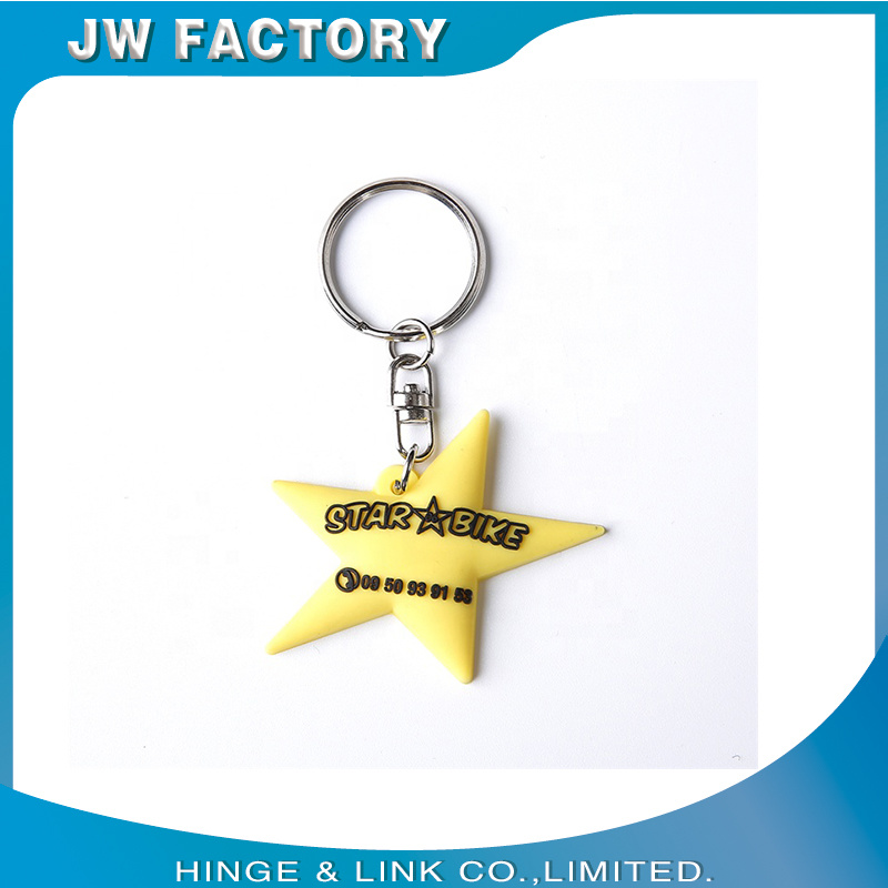 Star Shape Custom Rubber 2D Soft PVC Keychain, Plastic Customized Name Keychain PVC Rubber Key Chain