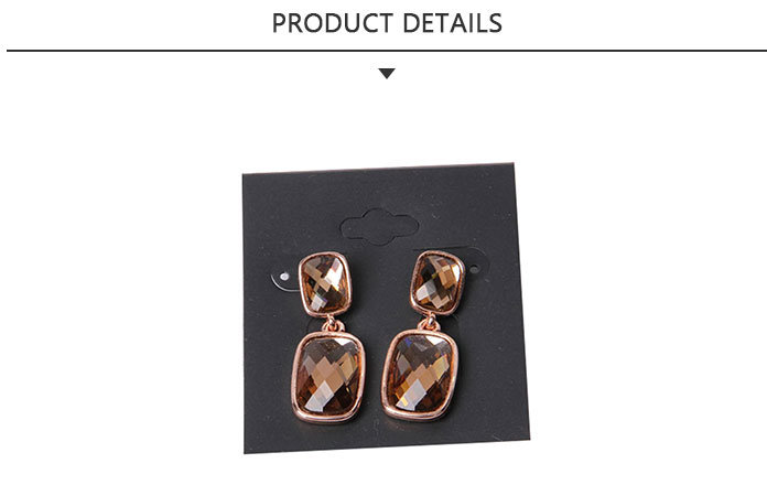 Fashion Jewelry Earring with Brown Glass Beads Rose Gold Plated