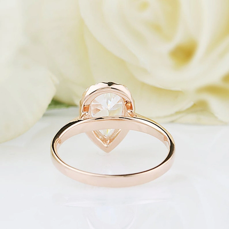 Luxury S925 Silver Wedding Jewelry Rose Gold Clear CZ Women Rings