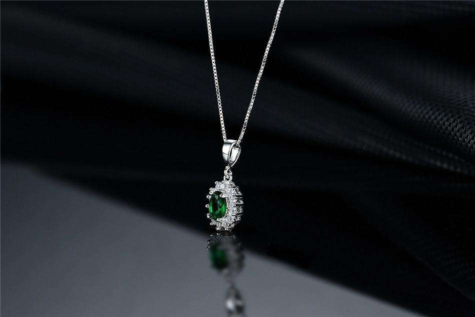 Jewelry/Fashion Jewelry/Necklace/Silver Jewellery/Pendant/Created Emerald/Gift/for Women