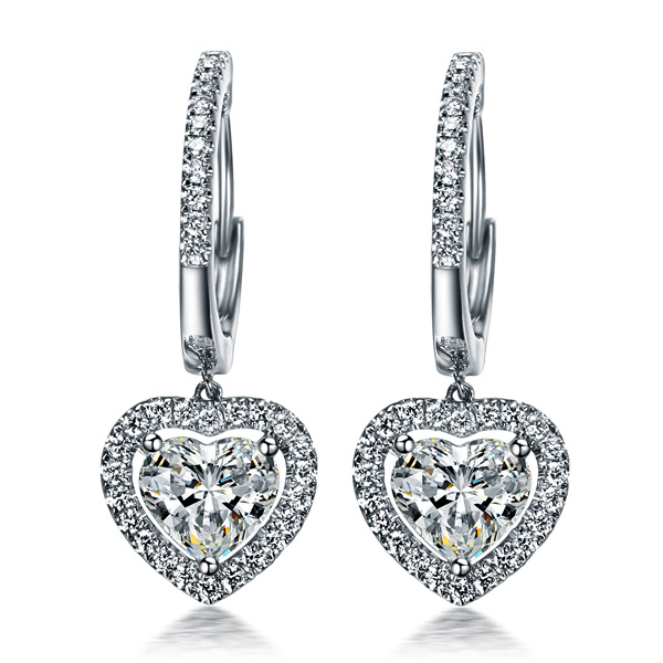 Top Quality 925 Silver Dangle Earrings Platinum Plated Wedding Earrings