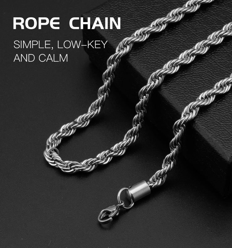 Fashion Accessories 20" Rope Chain Stainless Steel Jewelry Necklace