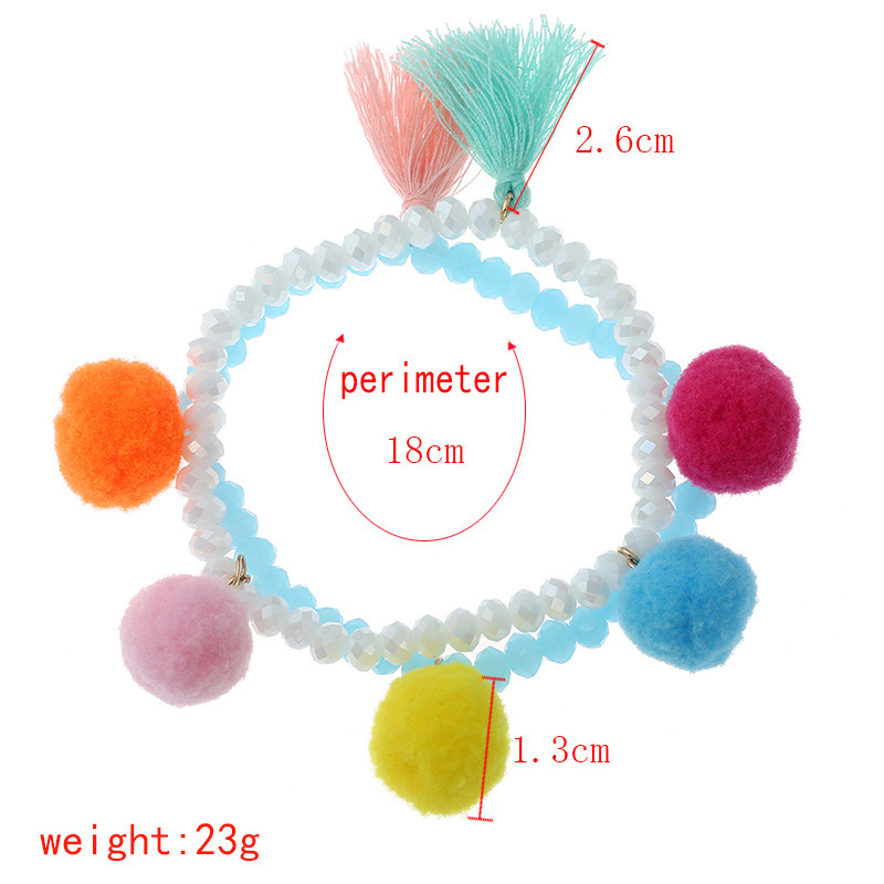Simple Beads Jewelry Tassel Ball Charm Crystal Beaded Bracelets for Gift