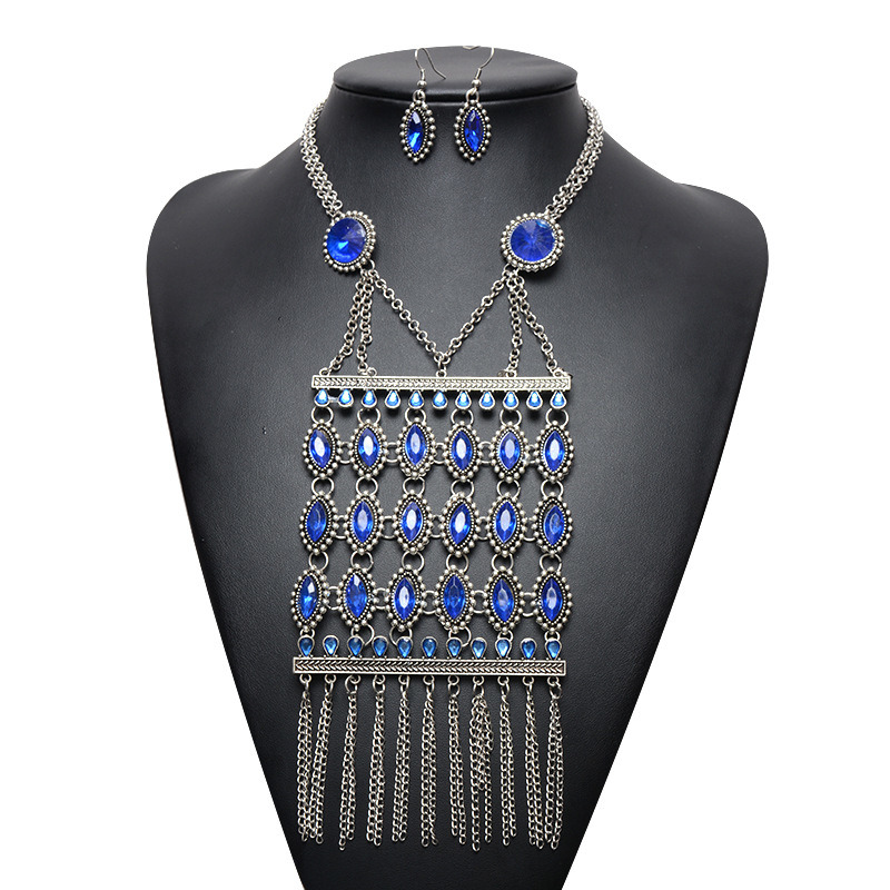 Bohemian Crystal Style Fashion Accessories Necklace 2018 Bohemia Jewelry Fashion Tassel Jewellery Boho Jewelry Set