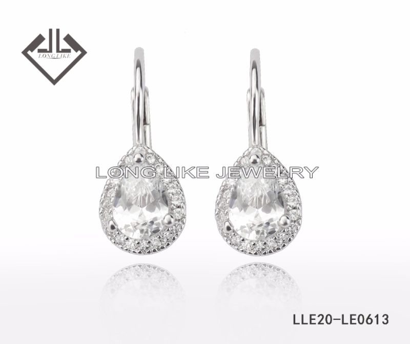925 Silver Jewelry Sterling Silver Pear CZ Earrings