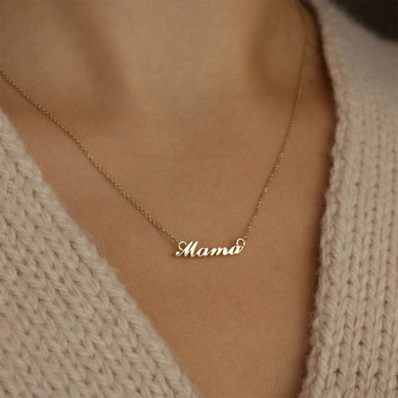 Letter Necklace 18K Gold Plated Fashion 925 Sterling Silver Mama Necklace