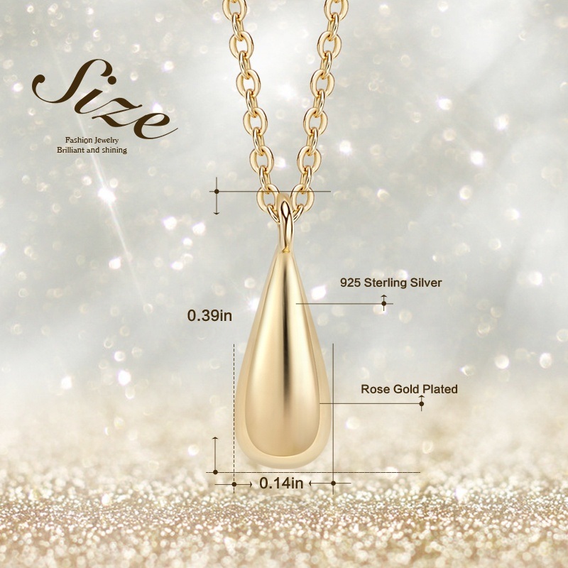 MGO Global Gem Jewelry Factory of Customized Jewelry Sterling Silver Gold Silver Gold Plated Teardrop Necklace