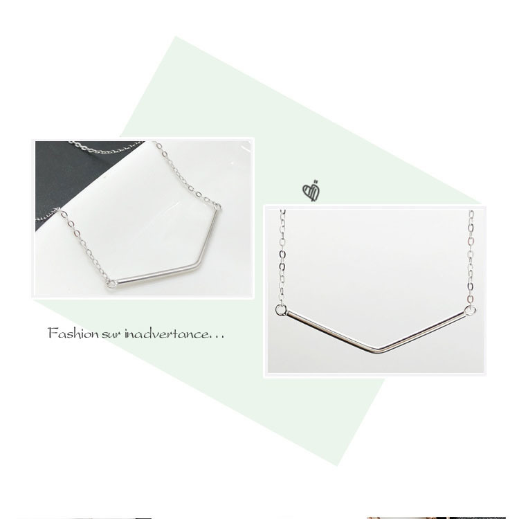 Choker Trendy V Shape Pendant Necklace S925 Sterling Silver