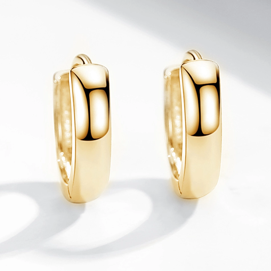Nagosa Fashion Earring Minimalist 925 Sterling Silver Jewelry 18K Gold Vermeil Huggies Bold Hoop Earring