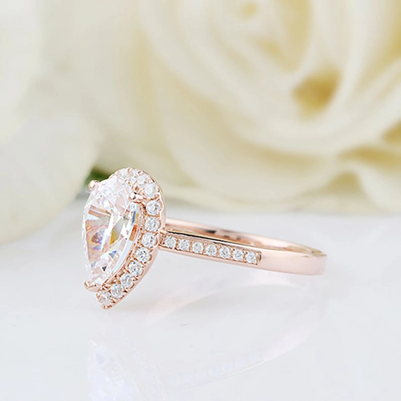 Luxury S925 Silver Wedding Jewelry Rose Gold Clear CZ Women Rings