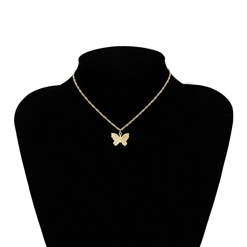 Fashion Butterfly Pendant Necklace Choker Butterfly Necklace Gold Silver Color Clavicle Chain Necklaces for Women Girls Jewelry