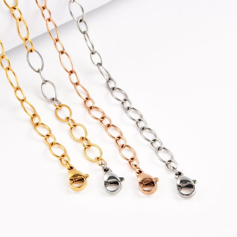 Popular Decoration Stainless Steel Fashion Jewelry Silver Gold Plated Rose Gold Cable Chain Necklace Handmade Craft Design