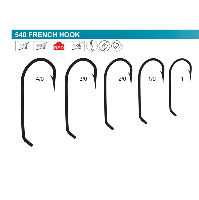 540 French Hook Extra Strong Bait Fishing Hook for Saltwater Freshwater
