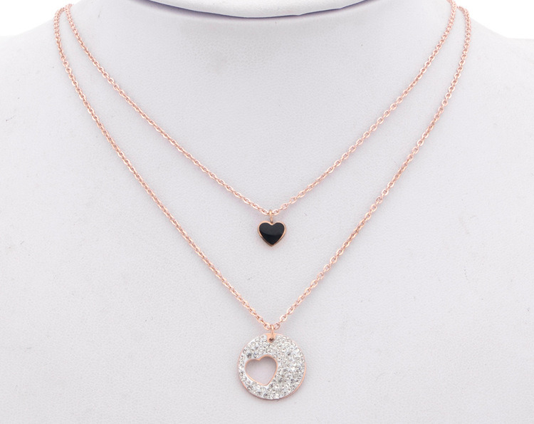 Fashion Women Jewelry Gold Layered Heart Pendant Necklace