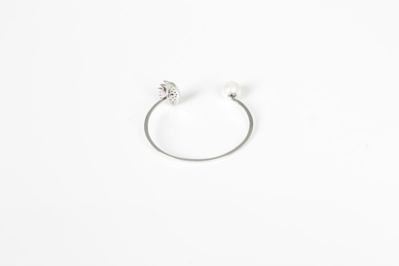 Trendy 925 Sterling Silver Classic Evil Eye and Pearl Bangle
