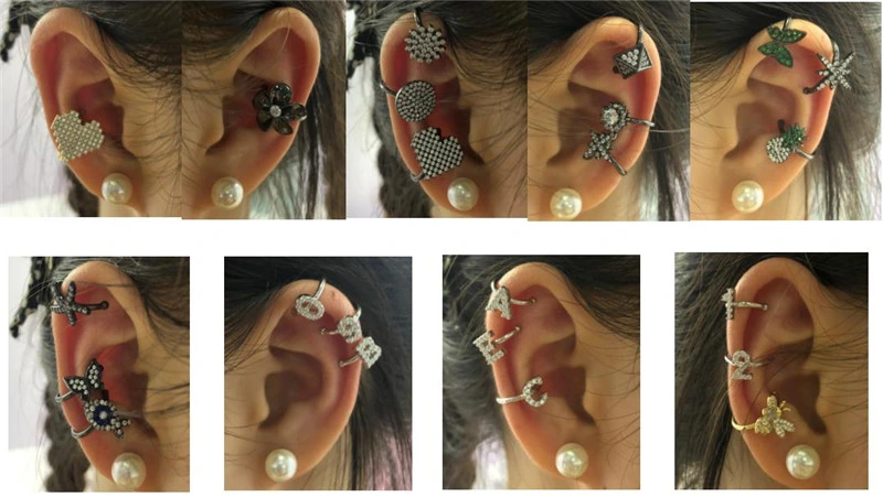 Wholesale 925 Silver or Brass 2021 Fashion Personality Single Ear Cuff Jewelry Earring for Girls