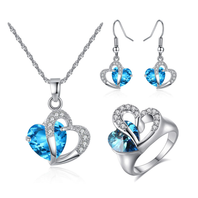 2018 Hot Sale Fashion Jewelry Sets Diamond Necklace and Earrings Sets for Women Wedding Crystal Fashion Jewelry