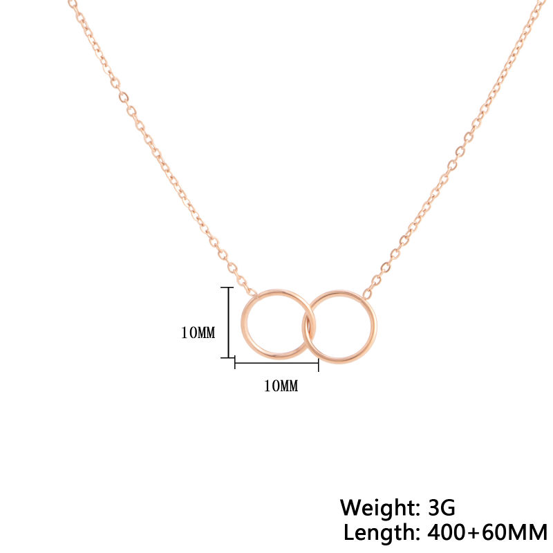 Gold-Plated Stainless Steel Double Ring Collar Chain Necklace
