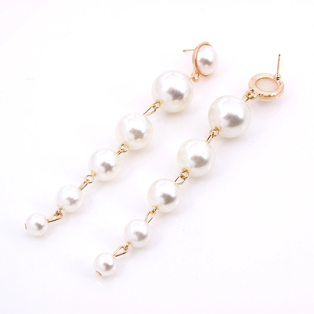 Long Tassel Pearl Earrings Fashion Hanging Chain Earrings Alloy Earrings Women