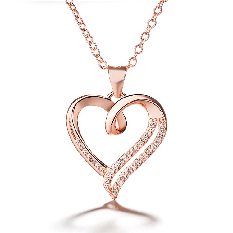 Heart Shape Pendant Necklace Cubic Zirconia Stone 925 Sterling Silver Necklace
