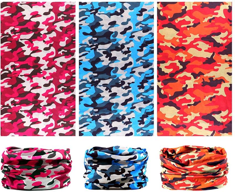 Camouflage Series 100% Ployester Seamless Tube Bandana Sport Headwear Colorful Neck Bandana Headband