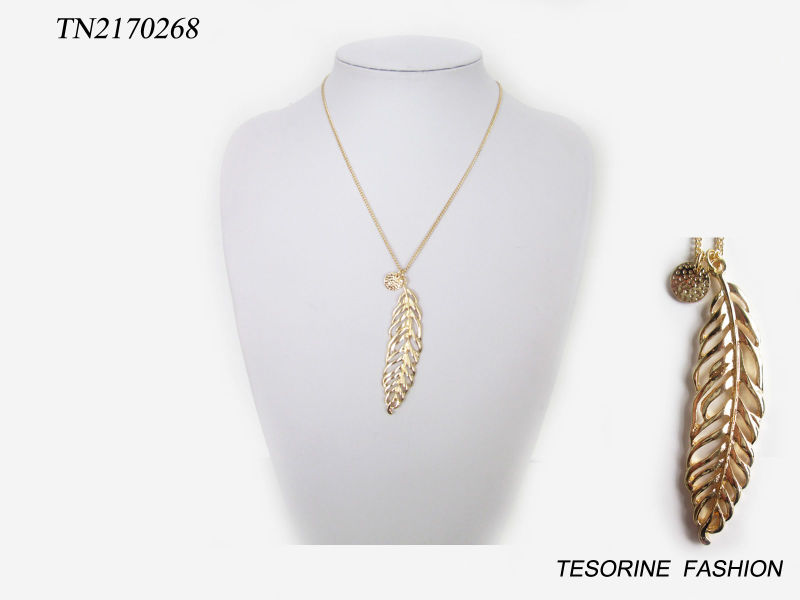 Simple Fashion Design Gold Plated Leaf Necklace