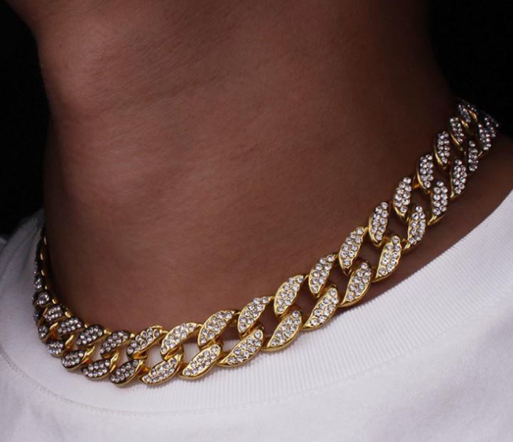 Simple Design Hip Hop Jewelry18K Gold Plated Iced out Cuban Link Chain Necklace for Men