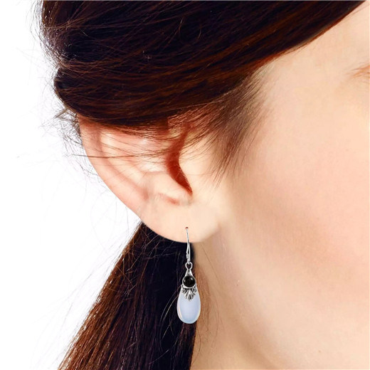 White Moonstone Earrings, Teardrops, Pear Shaped Earrings