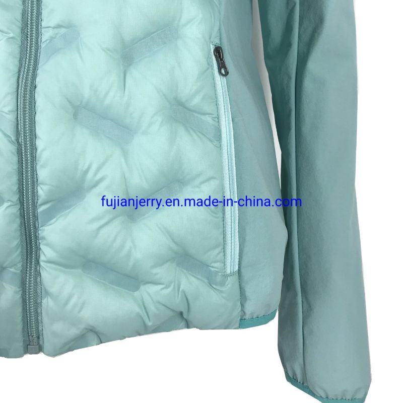 New Design Ladies Hybird Stand Collar Light Weight Padding Jacket