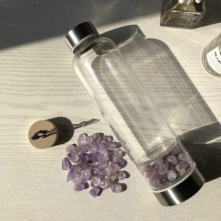2020 New Product Crystal Gemstone Water Bottle Healing Crystal Gem Infused Crystal Water Bottle
