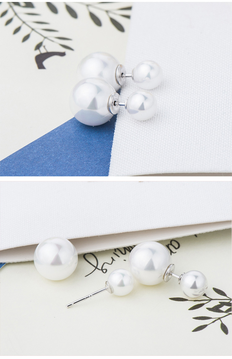 Woman Fashion Double Round Pearl Earrings Jewelry