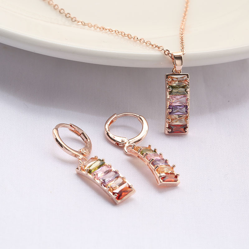 Women's Fashion Charm Two-Piece Color Rose Gold Jewelry Set
