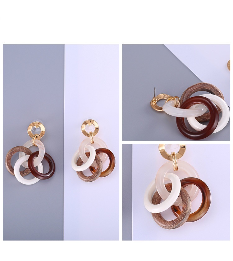Charming Cute Acrylic Stud Earrings with Multi Circle Pendant Earrings