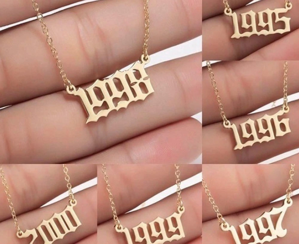 2020 Vintage Birth Year Statement Necklaces for Women Gold Chain Jewelry Gift