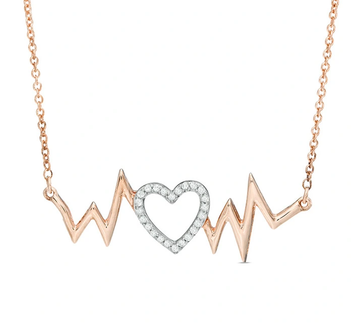 Rose Gold Plated Heart Necklace Made by 925 Sterling Silver