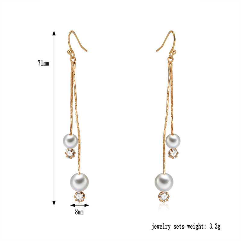 Long Earrings Jewelry Unique Design Pearl Crystal Drop Earrings